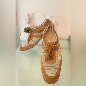 TOD’S LEATHER SUEDE METALLIC TRAINERS